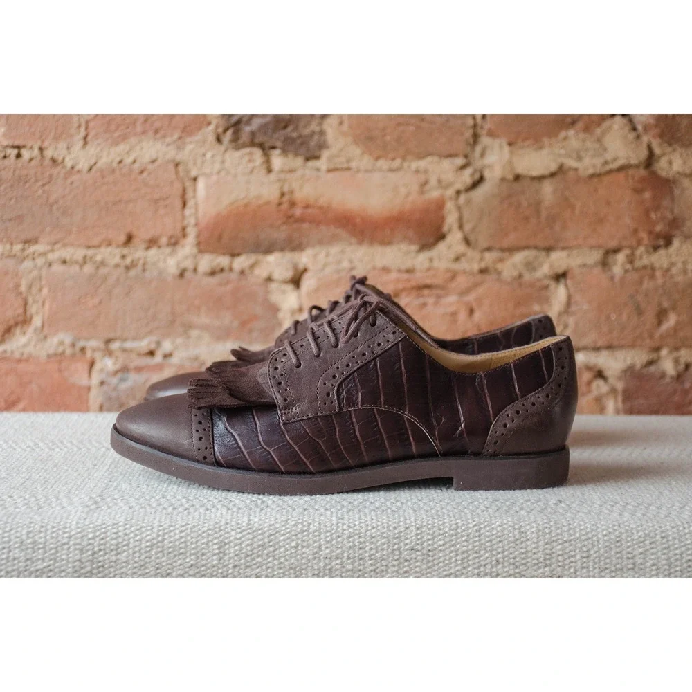 Enzo Angiolini vtg‎ brown leather lace up oxford shoes size 6.5